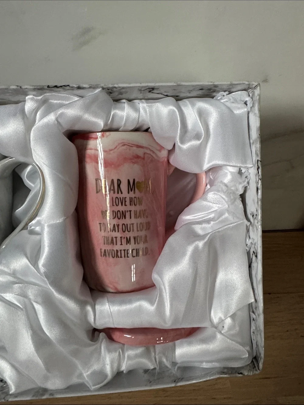 Best Mom Ever & Best Dad Ever Marble Mug Gift Set - Pink and Gray NIP